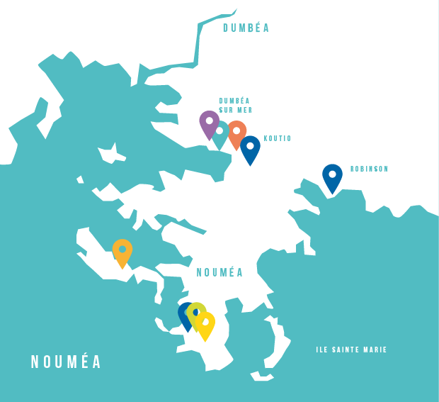 Les sites de l'Atir et des ses partenaires en dans le grand Nouméa.